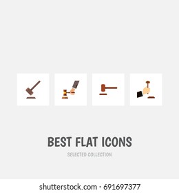 Flat Icon Lawyer Set Of Law, Crime, Defense And Other Vector Objects. Also Includes Court, Tribunal, Justice Elements.