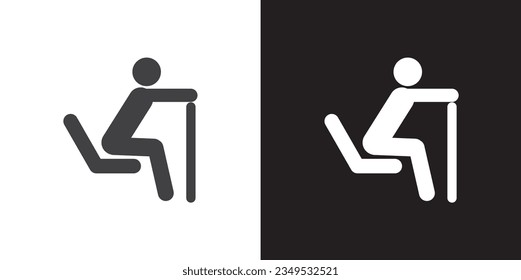 Icono plano de los ancianos, Símbolos prioritarios para pasajeros discapacitados, Señales vectoriales de movilidad humana.