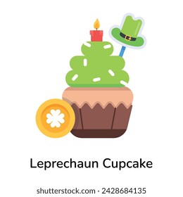 Here’s a flat icon of leprechaun cupcake 