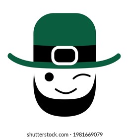 Flat icon of leprechaun, dwarf man, St Patrick day