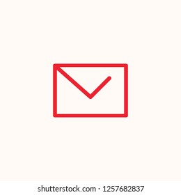 Flat icon of letter. Red mail icon vector