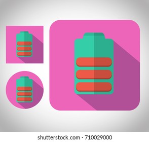flat icon level battery 3 points 3 in 1
