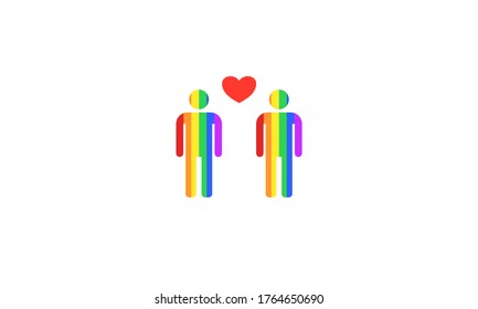 Flat Icon LGBTQ+ menschliches Icon Konzept der Liebe Ehepaare bleiben zusammen mit Liebe und verstehen einander