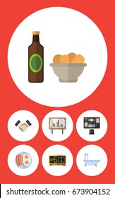 Flat Icon Life Set Of Bureau, Tub, Whiteboard And Other Vector Objects. Also Includes Greeting, Tub, Bureau Elements.