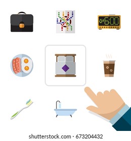 Flat Icon Life Set Of Dental, Fried Egg, Router And Other Vector Objects. Also Includes Electric, Briefcase, Breakfast Elements.