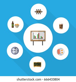 Flat Icon Life Set Of Watch, Electric Alarm, Beer With Chips And Other Vector Objects. Also Includes Electric, Alarm, Boardroom Elements.