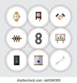 Flat Icon Life Set Of Whiteboard, Mattress, Dental And Other Vector Objects. Also Includes Telephone, Timer, Smartphone Elements.