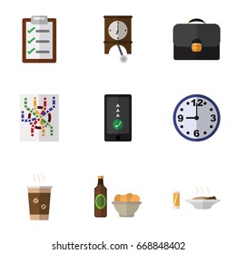 Flat Icon Lifestyle Set Of Questionnaire, Watch, Cellphone And Other Vector Objects. Also Includes Router, Time, Checklist Elements.