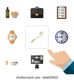 Flat Icon Lifestyle Set Of Watch, Timer, Questionnaire And Other Vector Objects. Also Includes Clock, Timer, Time Elements.