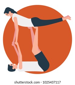 Flat icon lifting exercise, gyming partners 