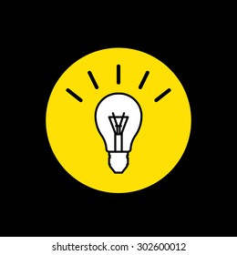 Flat  icon with light bulb. Made in vector, easy recolor. You can use for your presentations.