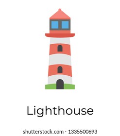 Flat icon of lighthouse 