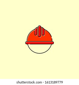 Flat icon, Line art helmet vector Illustration for template design