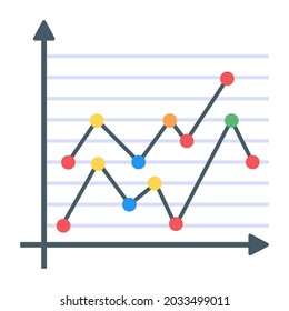A flat icon of line graph