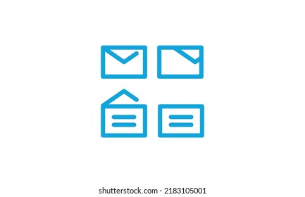 Vector de conjunto de correo de línea de icono plana