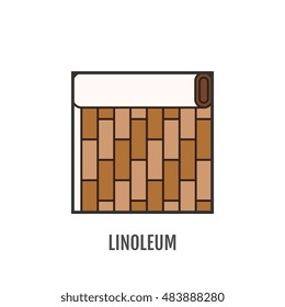 Flat icon of linoleum. Finishing materials, floor coverings. Vector illustration