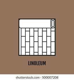 Flat icon of linoleum. Finishing materials, floor coverings. Vector illustration
