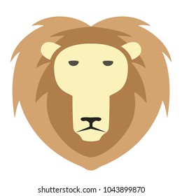 Flat icon with a  lion. Vector illustration. Icon with animal isolated.