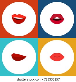 Flat Icon Lips Set Of Lips, Laugh, Kiss And Other Vector Objects. Also Includes Kiss, Laugh, Mouth Elements.