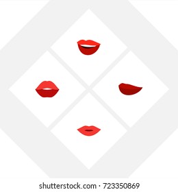 Flat Icon Lips Set Of Laugh, Kiss, Mouth And Other Vector Objects. Also Includes Kiss, Pomade, Makeup Elements.