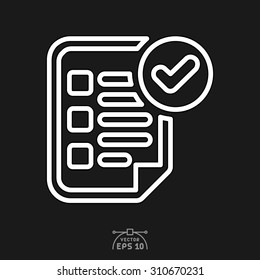 Flat icon of list on black background.