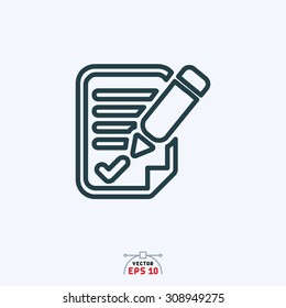 Flat icon of list with pen.
