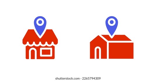 flat icon, location pin, store address, home address, Ecommerce. editable file. vector illustration