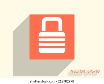 Flat icon of lock