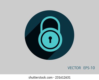 Flat icon of lock