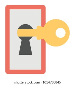 
Flat icon of a lock and key 

