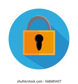 Flat Icon Lock With Long Shadow For Travel and Hotel
