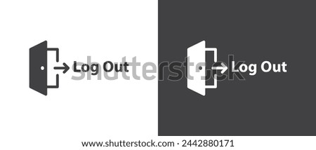 Flat icon of Log out. Close door symbol in trendy flat style, logout icons isolated in black and white background.