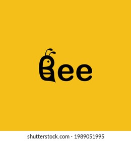 flat icon logo abstract bee writing with letter B in the shape of a bee