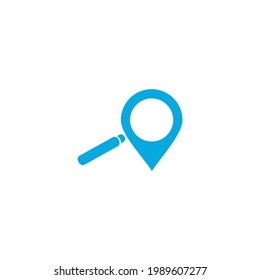 flat icon logo abstract magnifying glass and map into one