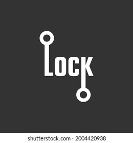 Flat icon logo with abstract writing lock with the letters L and K forming a lock