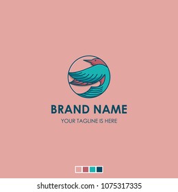 flat icon logo bird king fisher