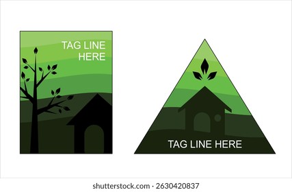 Icono plano Logo Green House Farmer Composición simple y verde.