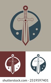 Flat Icon Logo Sword Simple and Minimalistic Design Template