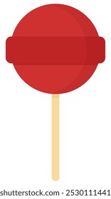 Flaches Lolli-Symbol auf Stick, einzeln auf weißem Hintergrund.