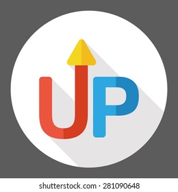 up flat icon with long shadow