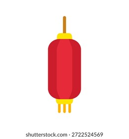 Ícone plano de uma lanterna chinesa vertical longa em cores festivas. Perfeito para eventos de Ano Novo chinês, temas tradicionais e ilustrações de férias.
