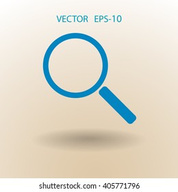 Flat icon of loupe