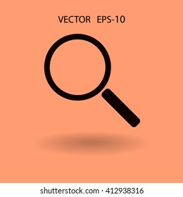 Flat icon of loupe