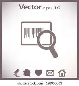 Flat icon. Loupe barcode.
