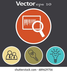 Flat icon. Loupe barcode.