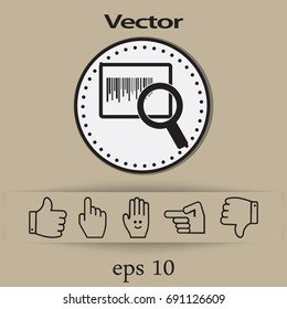 Flat icon. Loupe barcode.