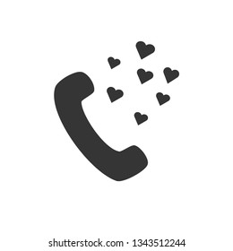Flat icon Love Comes Out From Phone.Vector illustration.