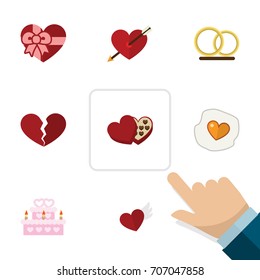 Flat Icon Love Set Of Divorce, Ring, Wings And Other Vector Objects. Also Includes Wedding, Arrow, Patisserie Elements.