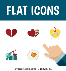 Flat Icon Love Set Of Divorce, Shaped Box, Gift And Other Vector Objects. Also Includes Scrambled, Chocolate, Heart Elements.