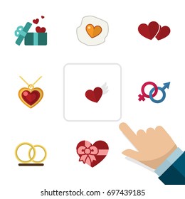 Flat Icon Love Set Of Soul, Wings, Necklace And Other Vector Objects. Also Includes Pendant, Gift, Soul Elements.
